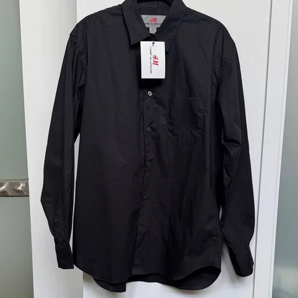 COMME des GARÇONS X H&M Men's Black Button-Down Shirt size Medium NWT - Picture 6 of 7